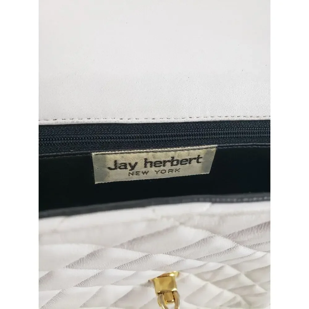 Jay Herbert NY White Faux Leather Quilted Shoulder Bag Women's Purse